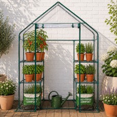 4 Tier Mini Greenhouse Indoor Outdoor Cover Grow House Steel Frame 